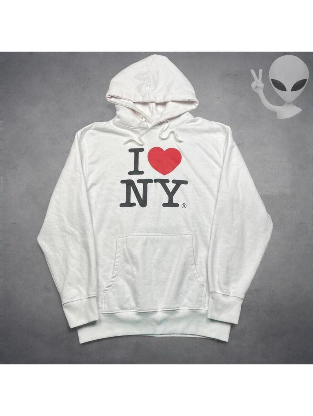 I Love NY Classic Logo Pullover White Hoodie Unisex Size XL New York City